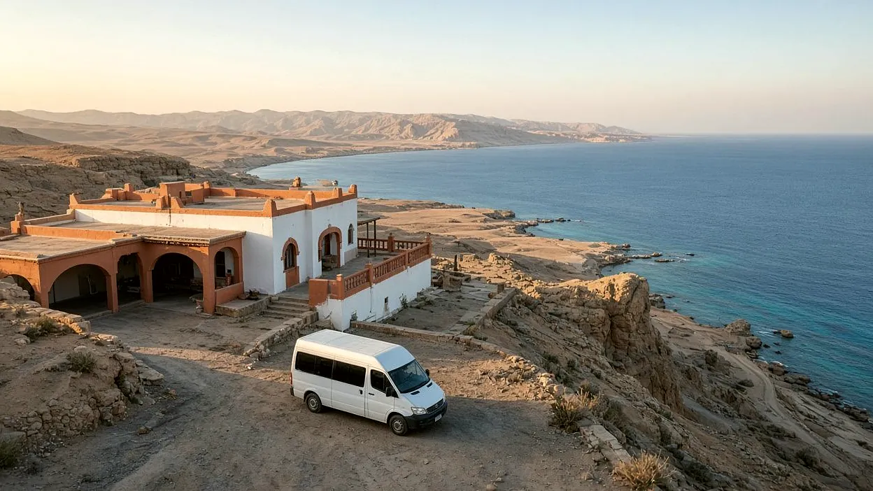 Hillside dive centre above the bay at Om El Sid